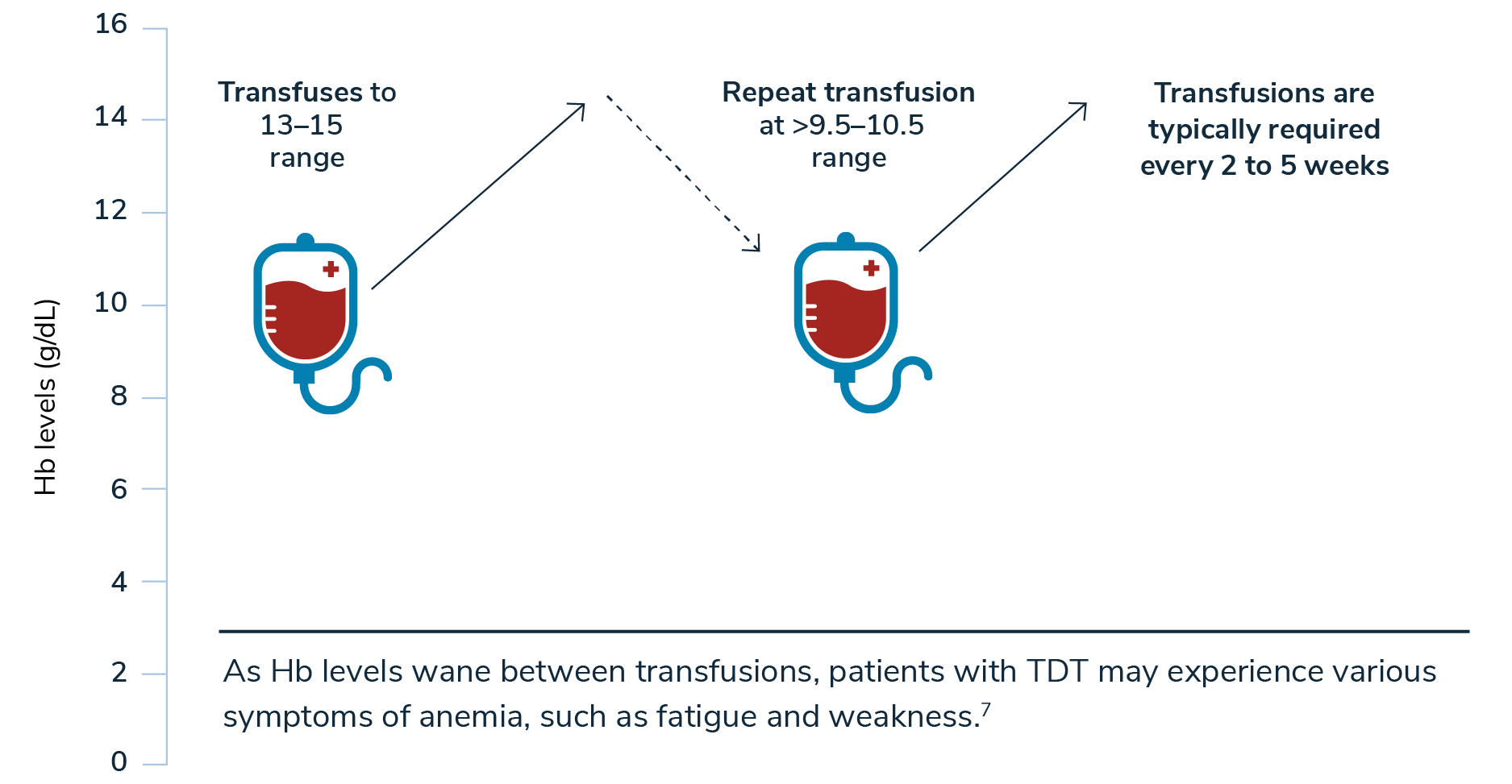 Chart showing thalassemia blood transfusion guidelines