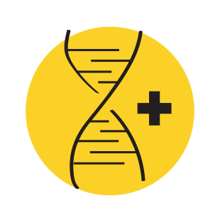 hand-drawn illustration of DNA next to a plus sign